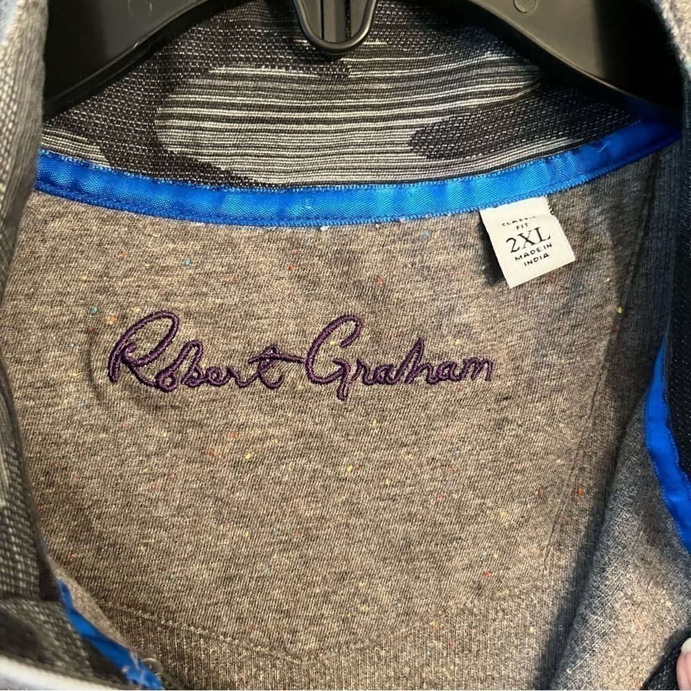 Robert Graham Quarter-Zip Knit Sweater Grey Size 2XL - Picture 7 of 7